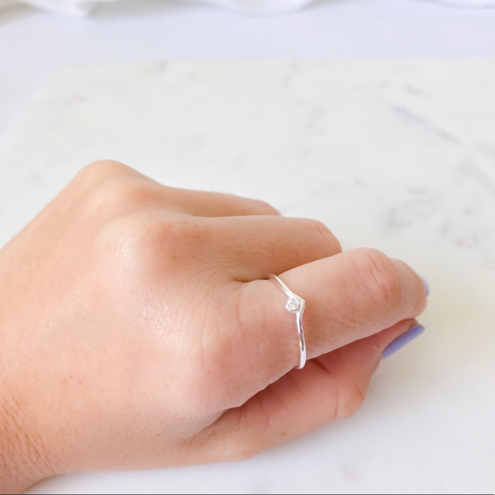 Chevron ring 925 SS with Cubic Zirconia